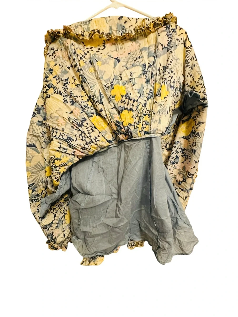 ALICE McCALL Gardenia Dress Gold Bloom Floral Ruffle Silk Blend Mini Dress